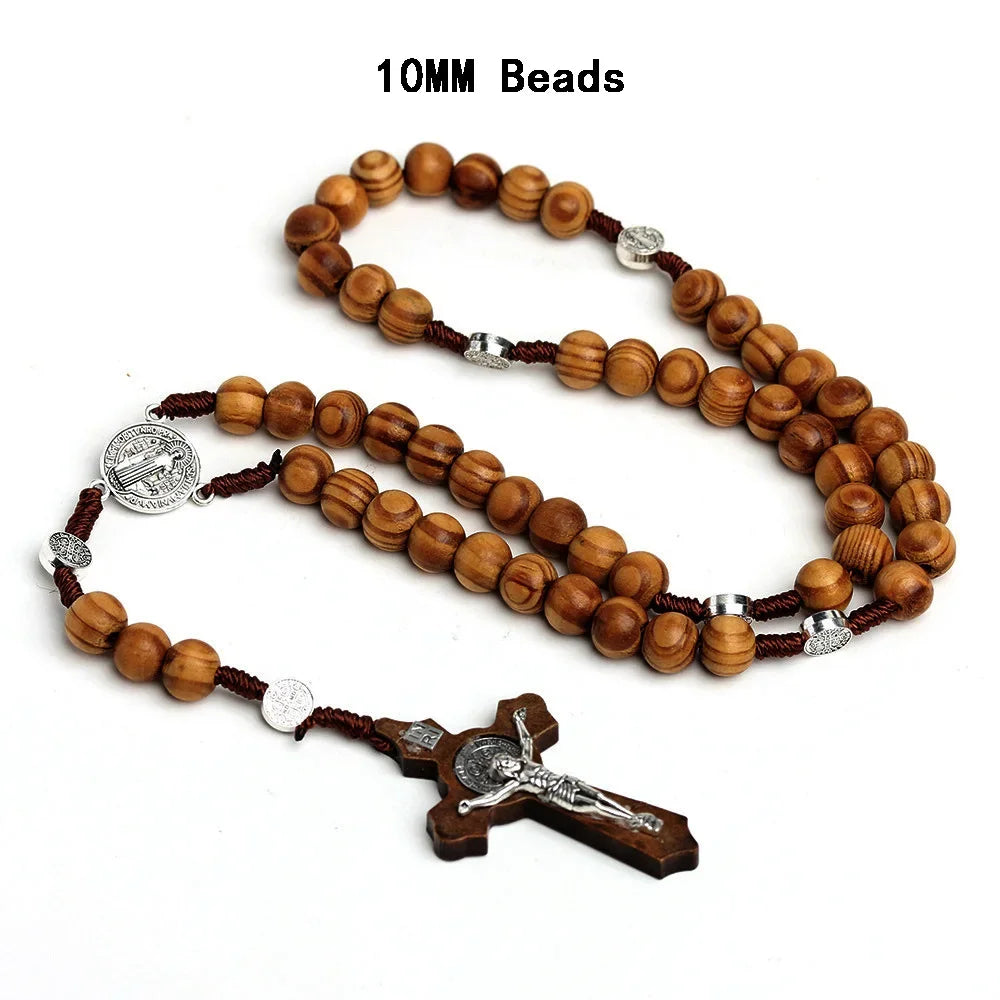Catholic Wood Beaded Rosary
