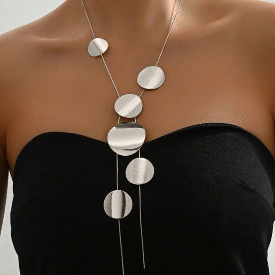 European Fashion Large Round Long Necklace Simple Collarbone Chain