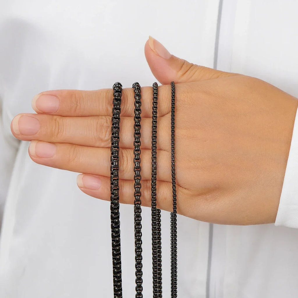 Classic Black Box Link Chain Necklace