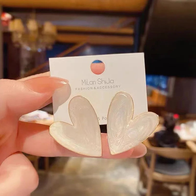 Big Heart Love Glaze Stud Earrings