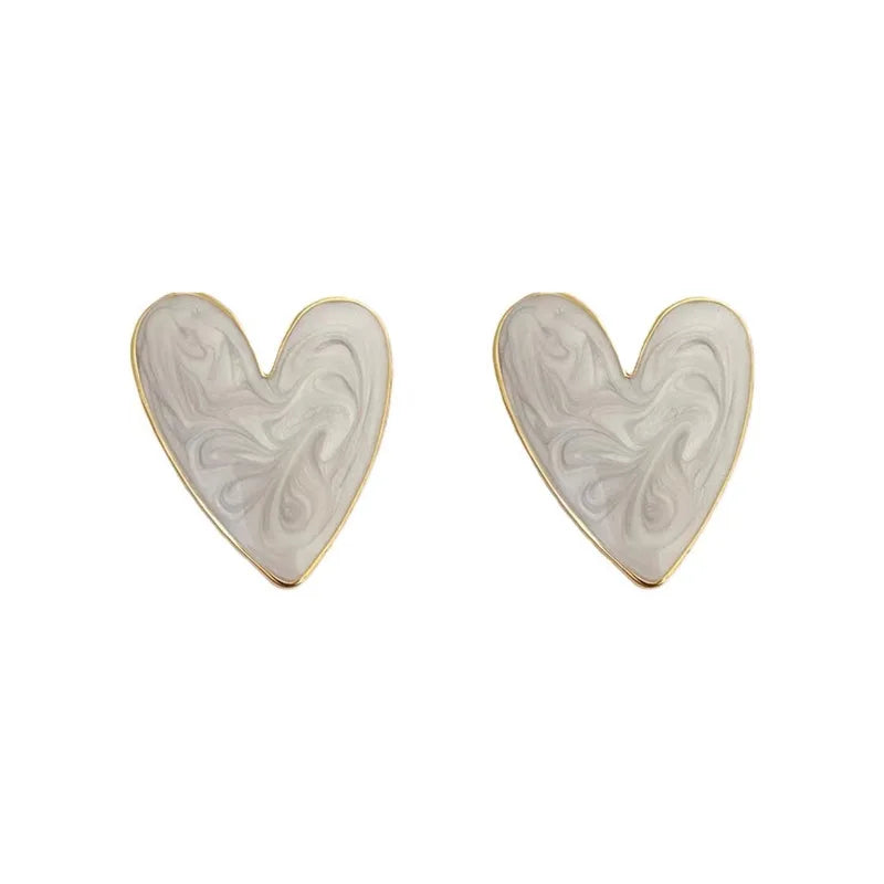 Big Heart Love Glaze Stud Earrings