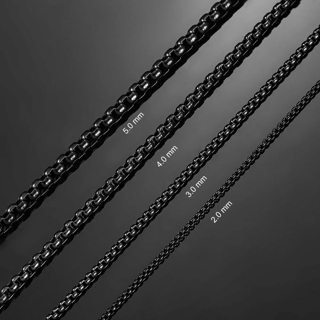 Classic Black Box Link Chain Necklace