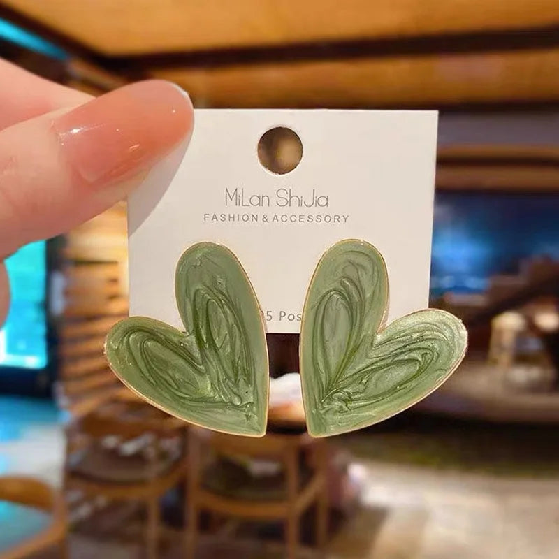 Big Heart Love Glaze Stud Earrings