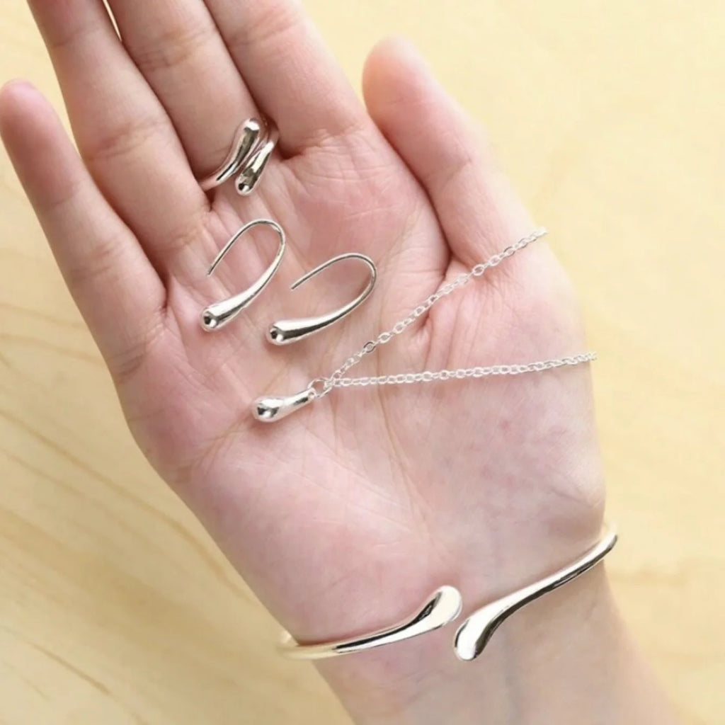Fashion Teardrop Jewelry Set for Women Ring Necklace Bracelet Earrings