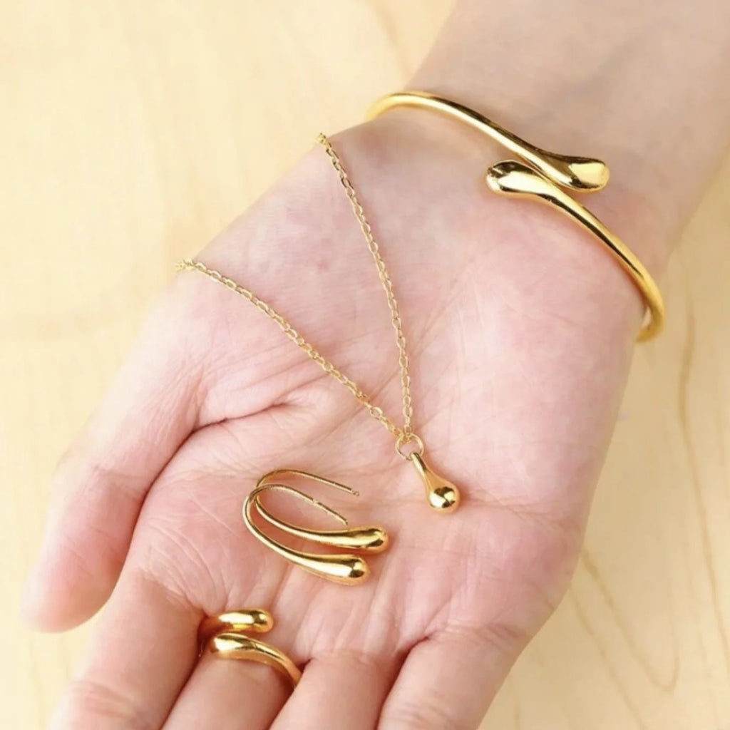 Fashion Teardrop Jewelry Set for Women Ring Necklace Bracelet Earrings