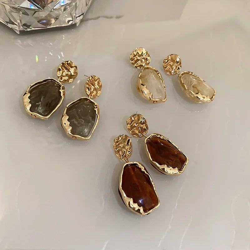 Zircon Square Stone Fashion Earrings Vintage