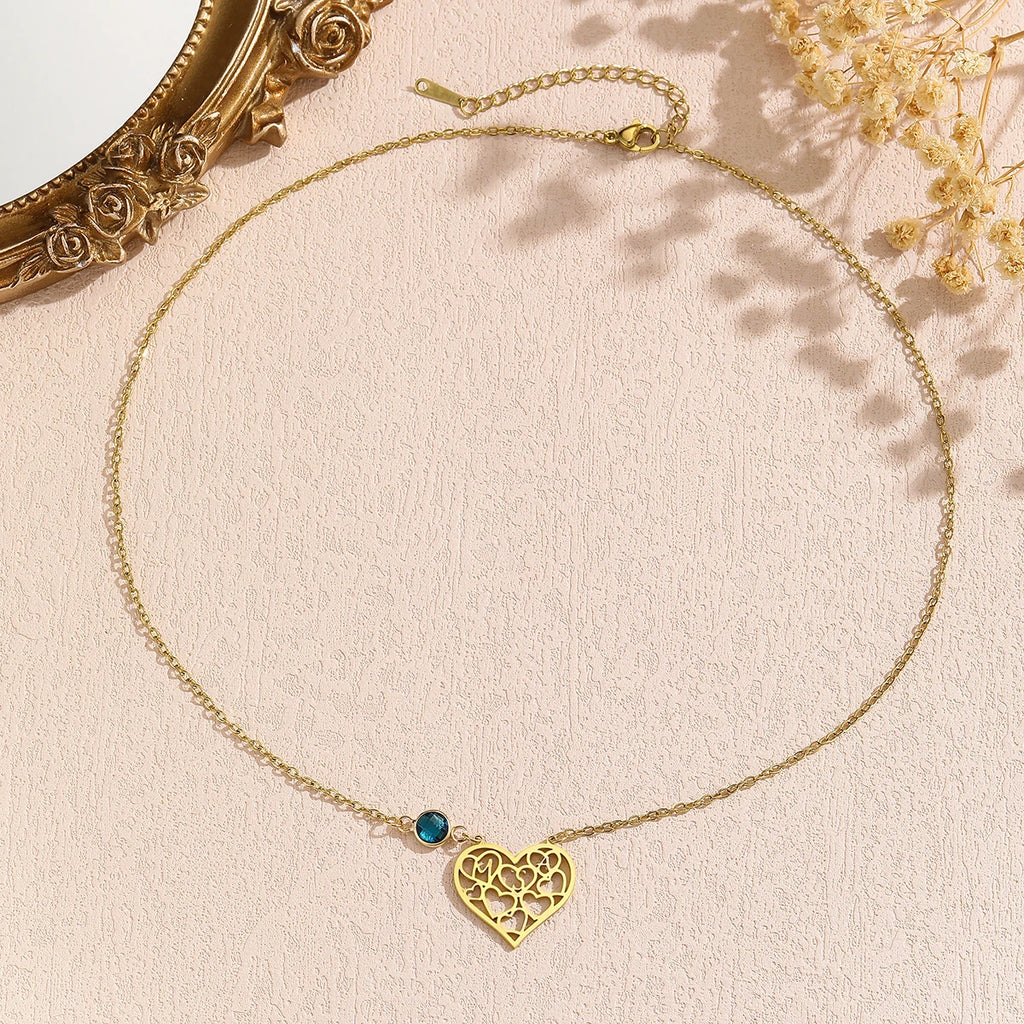 Custom Heart Necklace Monogram Initials