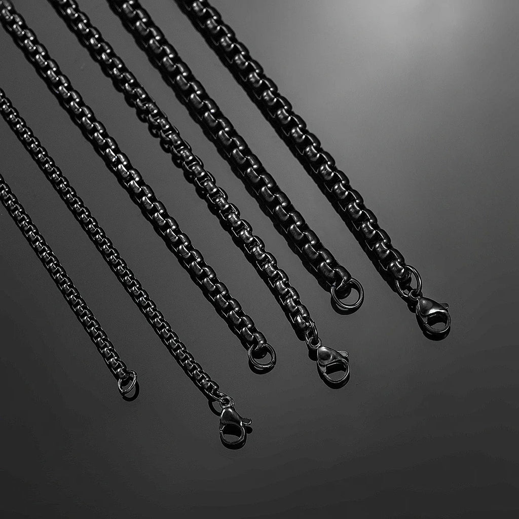 Classic Black Box Link Chain Necklace