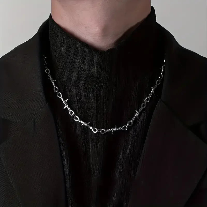 Unisex Hip-Hop Gothic Punk Style Barbed Wire Necklace