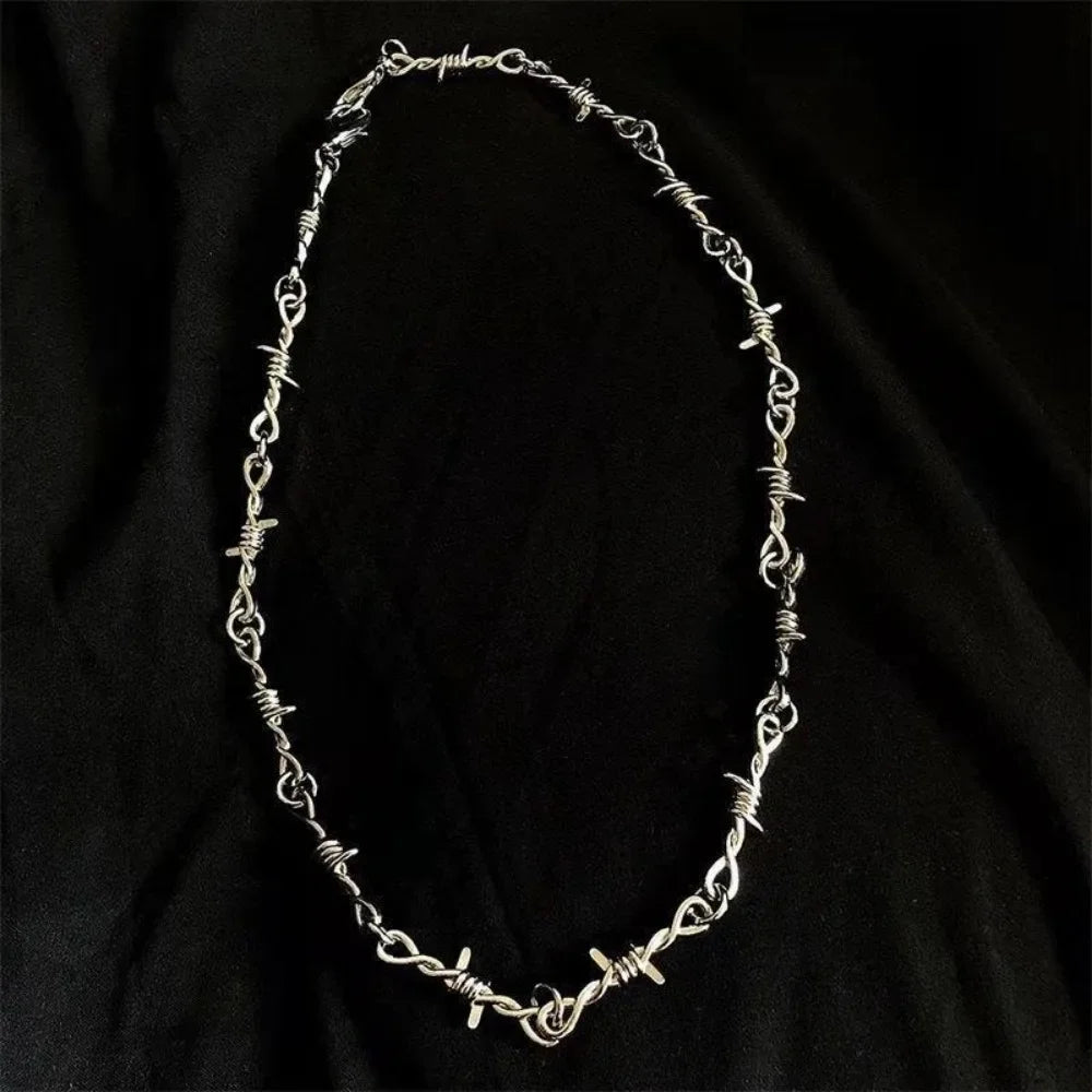 Unisex Hip-Hop Gothic Punk Style Barbed Wire Necklace