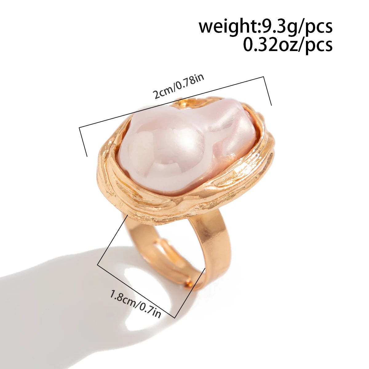 Lacteo Punk Semi Baroque Pearl Alloy Open Adjustable Rings