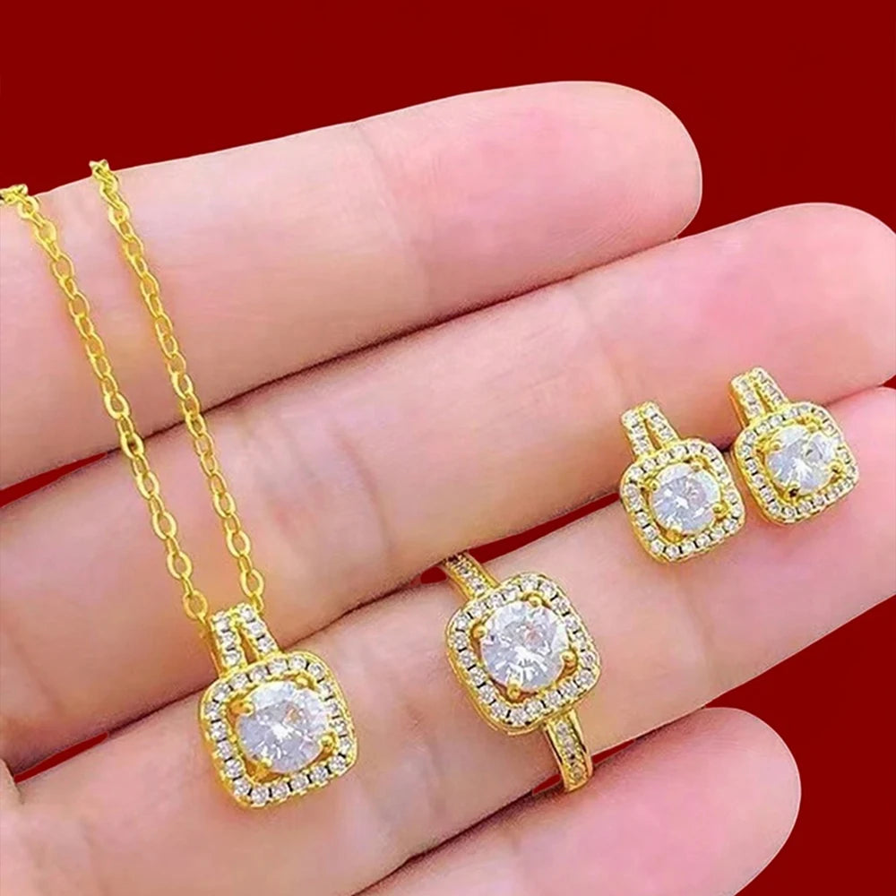 Luxury Jewelry Set, Women's Elegant Necklace, Earrings & Ring Set, Perfect Gift