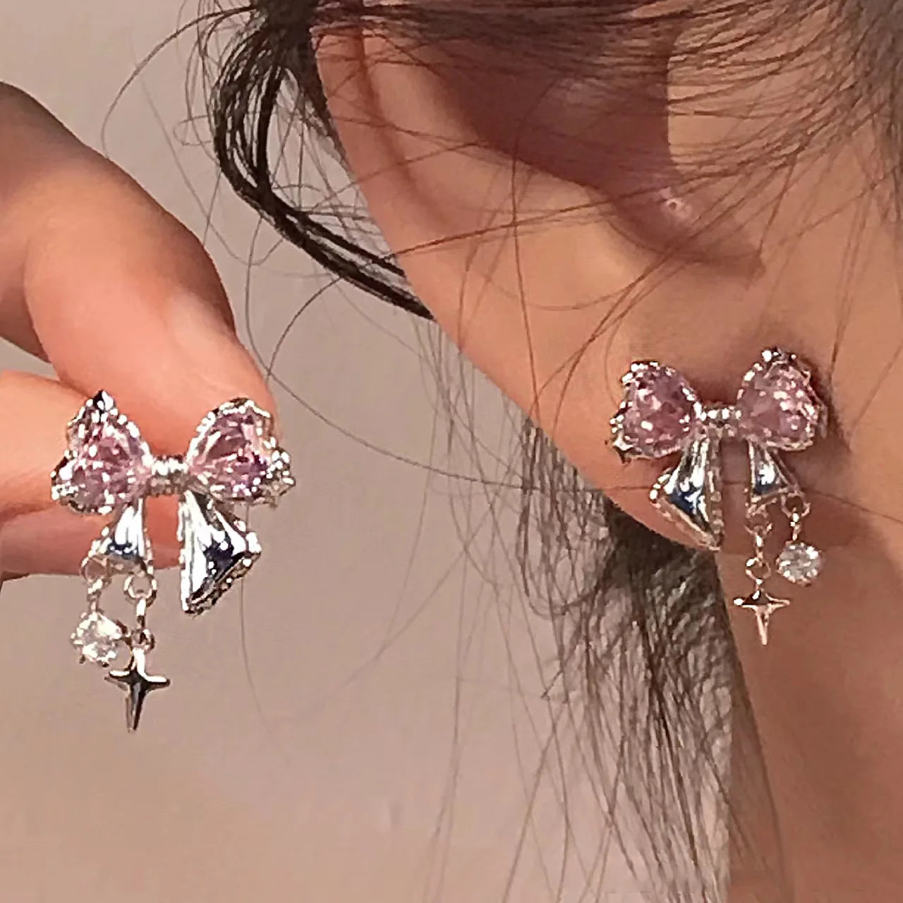 New Bowknot Zircon Stud Earrings