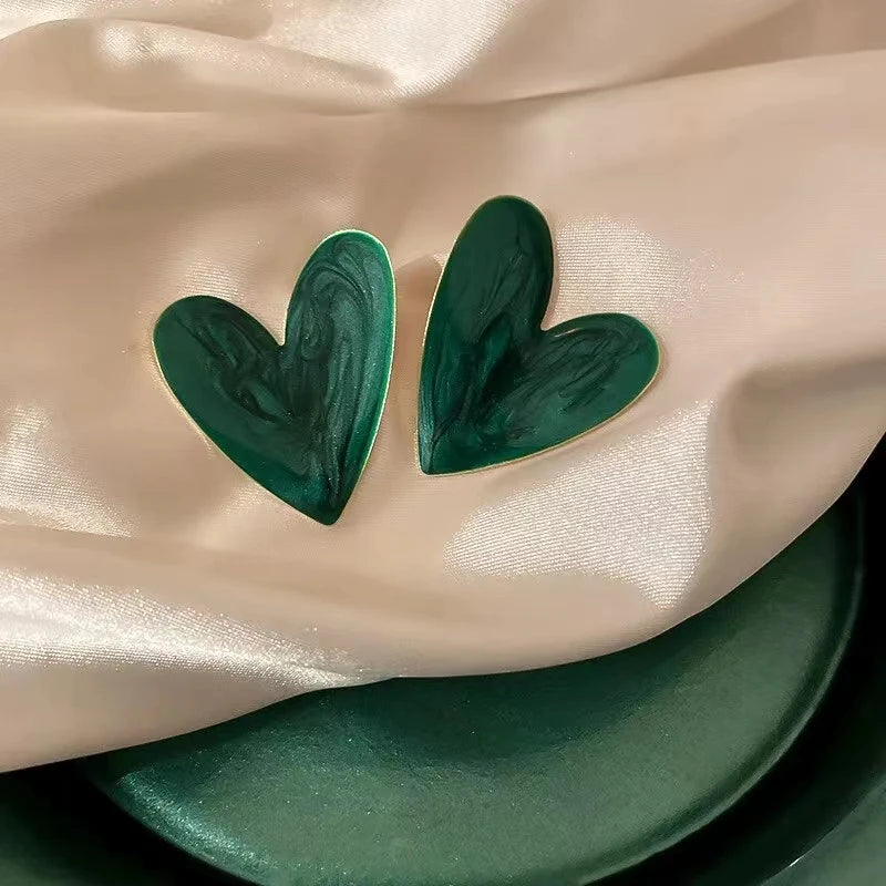 Big Heart Love Glaze Stud Earrings