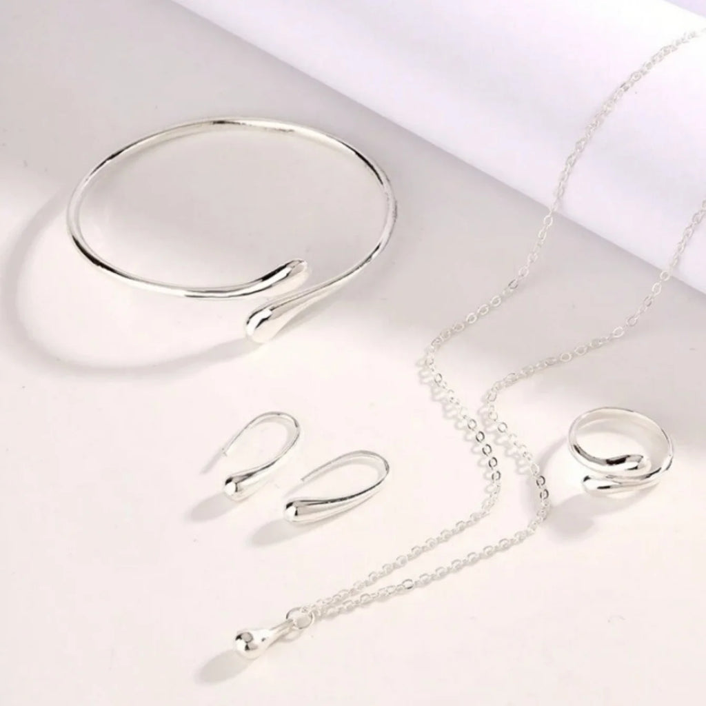 Fashion Teardrop Jewelry Set for Women Ring Necklace Bracelet Earrings