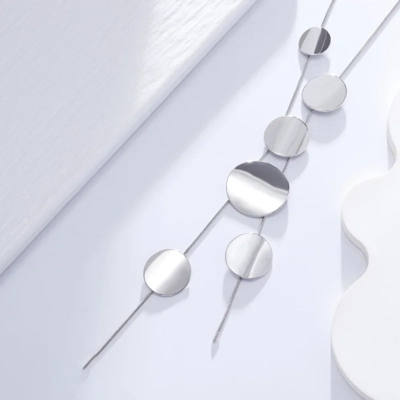 European Fashion Large Round Long Necklace Simple Collarbone Chain