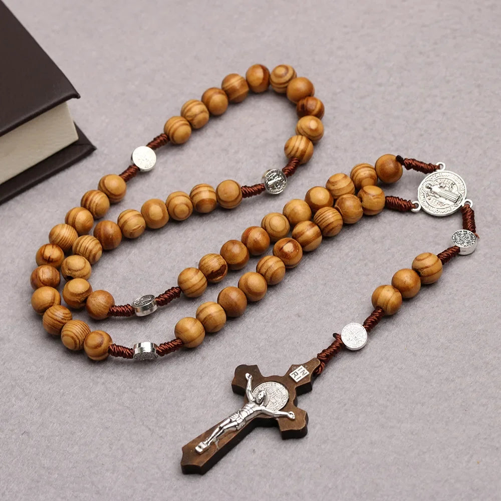 Catholic Wood Beaded Rosary