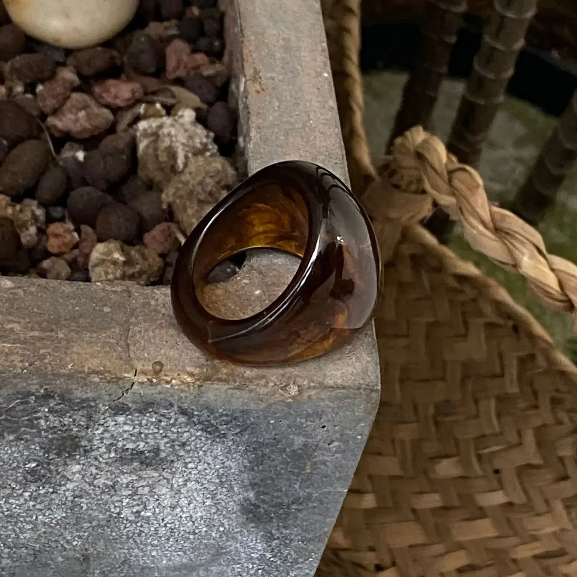 New Vintage Amber Geometric Trendy Ring