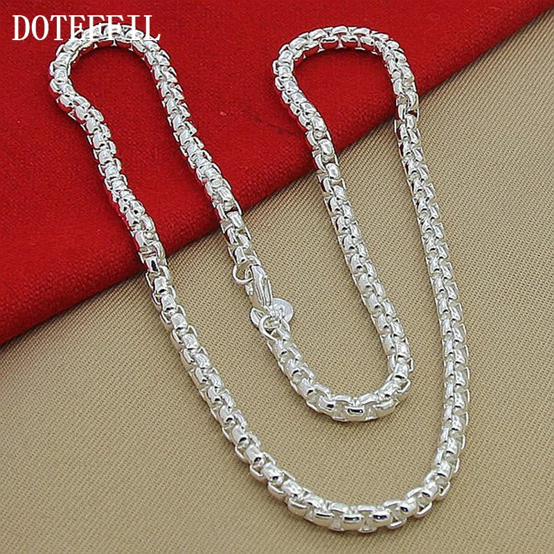 DOTEFFIL 925 Sterling Silver 5mm Round Box Chain 18/20/24 Inch Necklace
