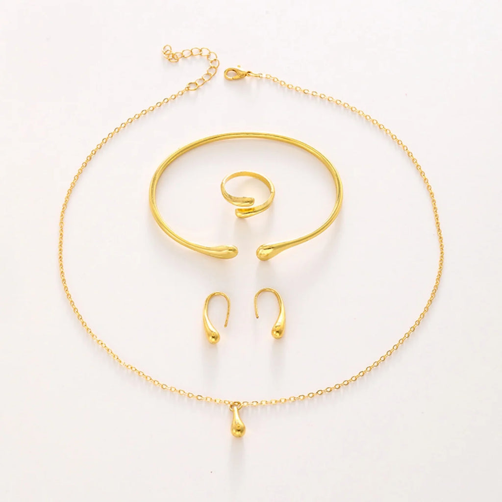 Fashion Teardrop Jewelry Set for Women Ring Necklace Bracelet Earrings