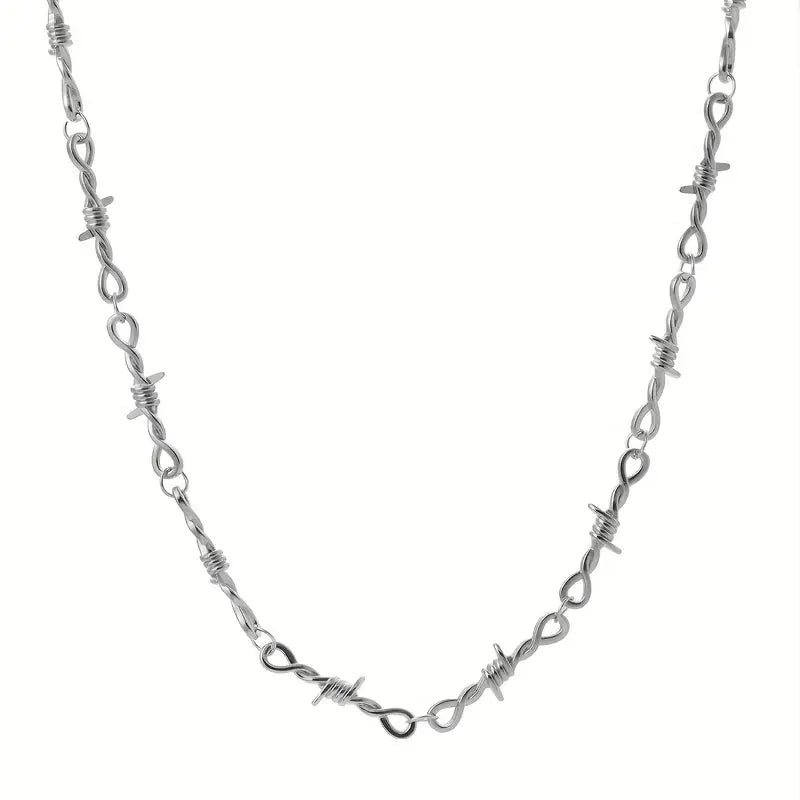 Unisex Hip-Hop Gothic Punk Style Barbed Wire Necklace