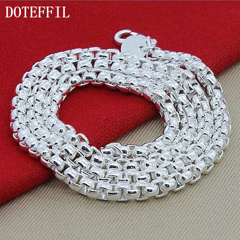 DOTEFFIL 925 Sterling Silver 5mm Round Box Chain 18/20/24 Inch Necklace