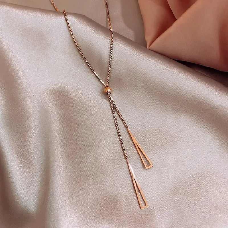 Ladies Fashionable Tassel Copper Beads Adjustable Necklace