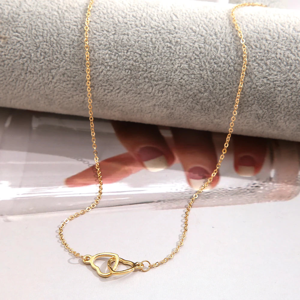 Double Heart Creative Connected Heart Clavicle Chain