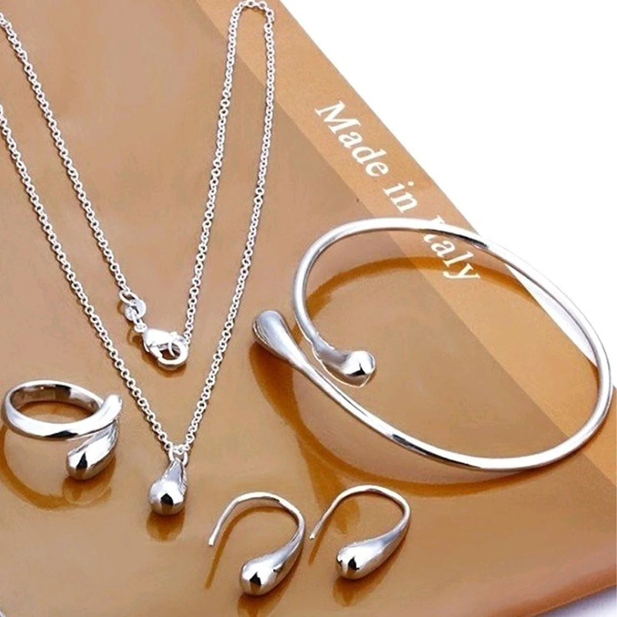 Fashion Teardrop Jewelry Set for Women Ring Necklace Bracelet Earrings