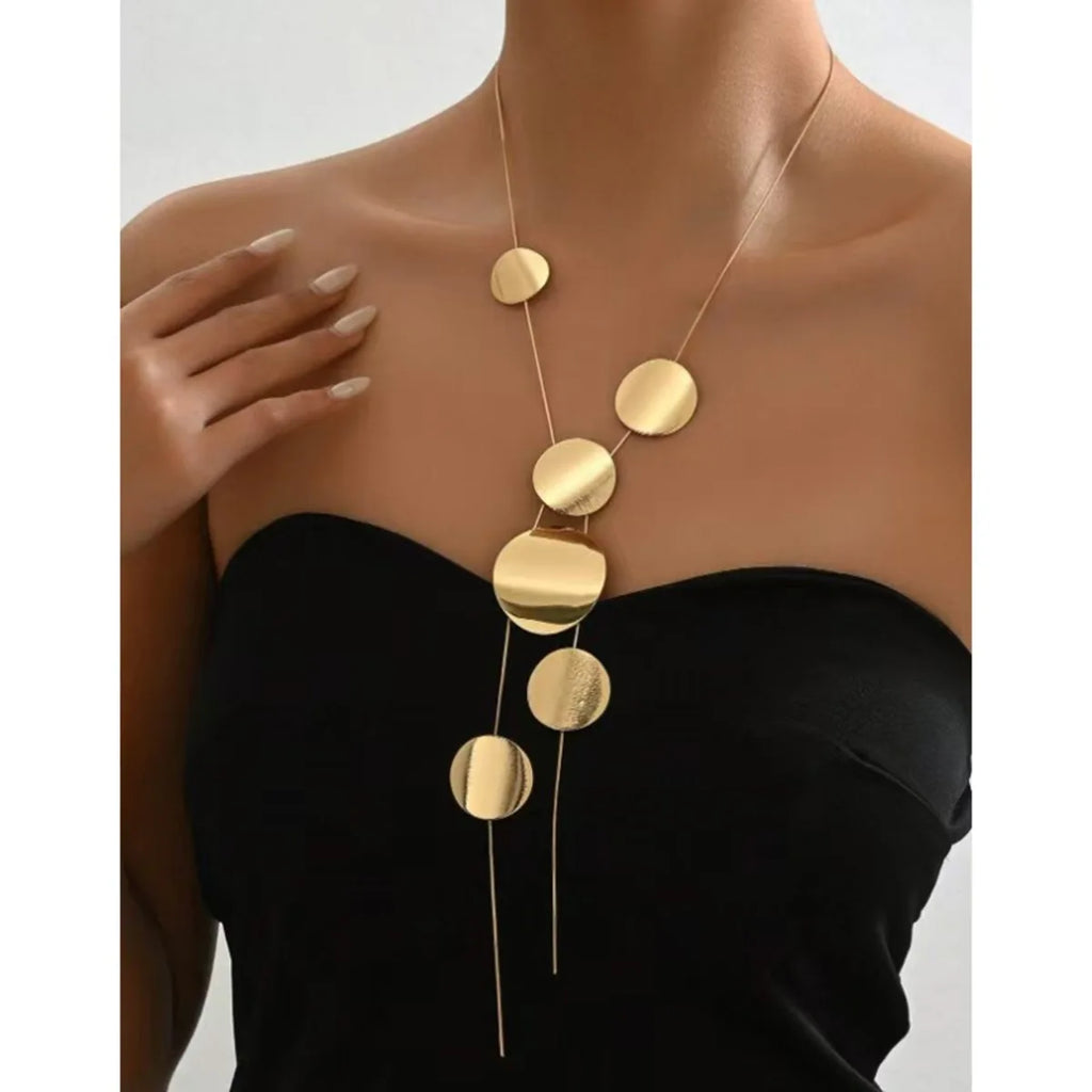 European Fashion Large Round Long Necklace Simple Collarbone Chain