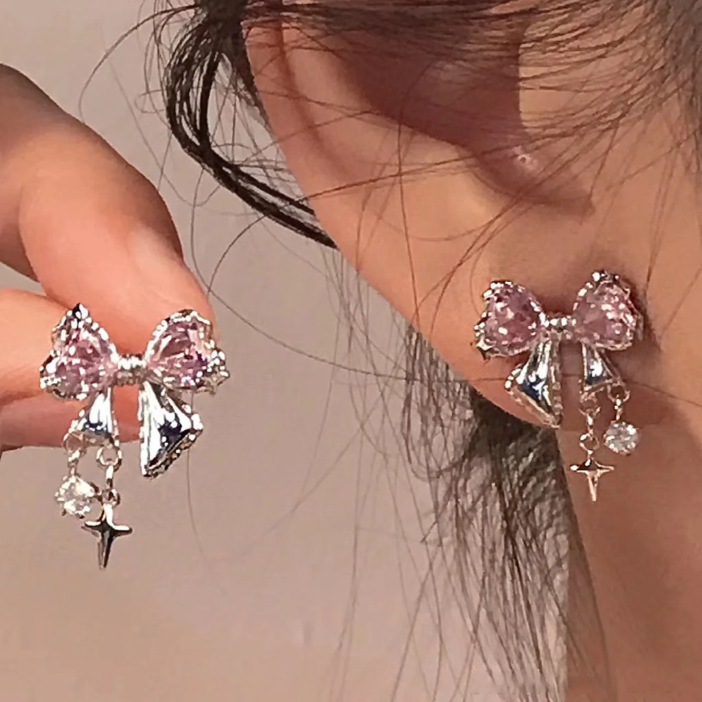 New Bowknot Zircon Stud Earrings
