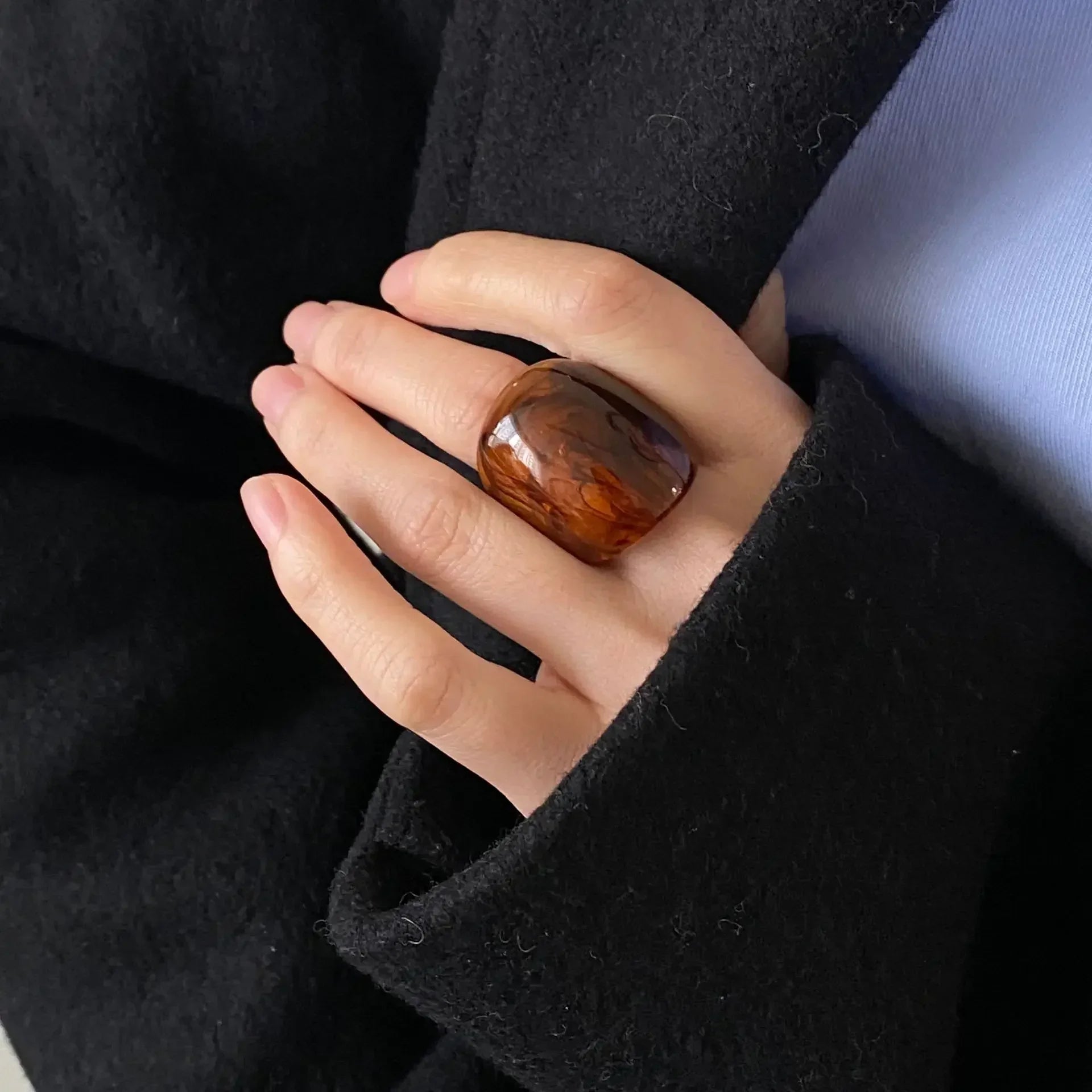 New Vintage Amber Geometric Trendy Ring