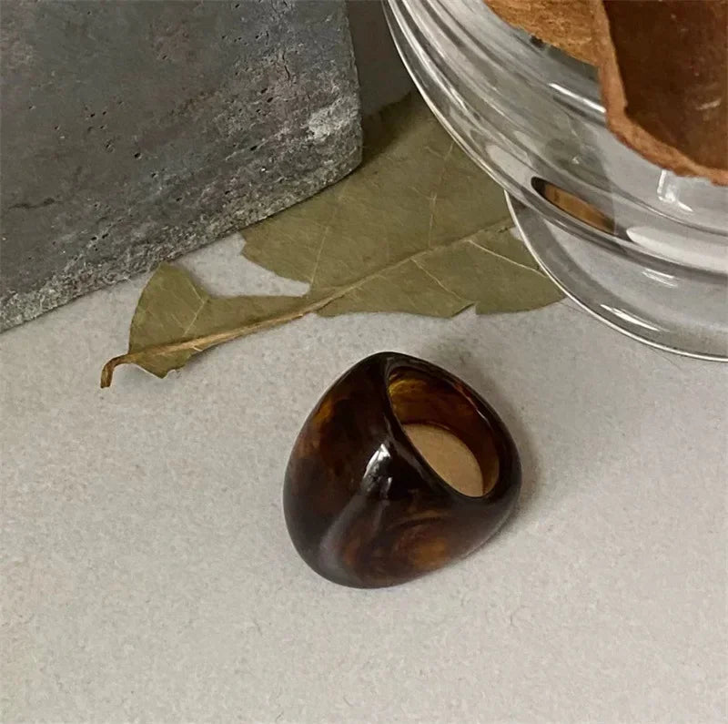New Vintage Amber Geometric Trendy Ring