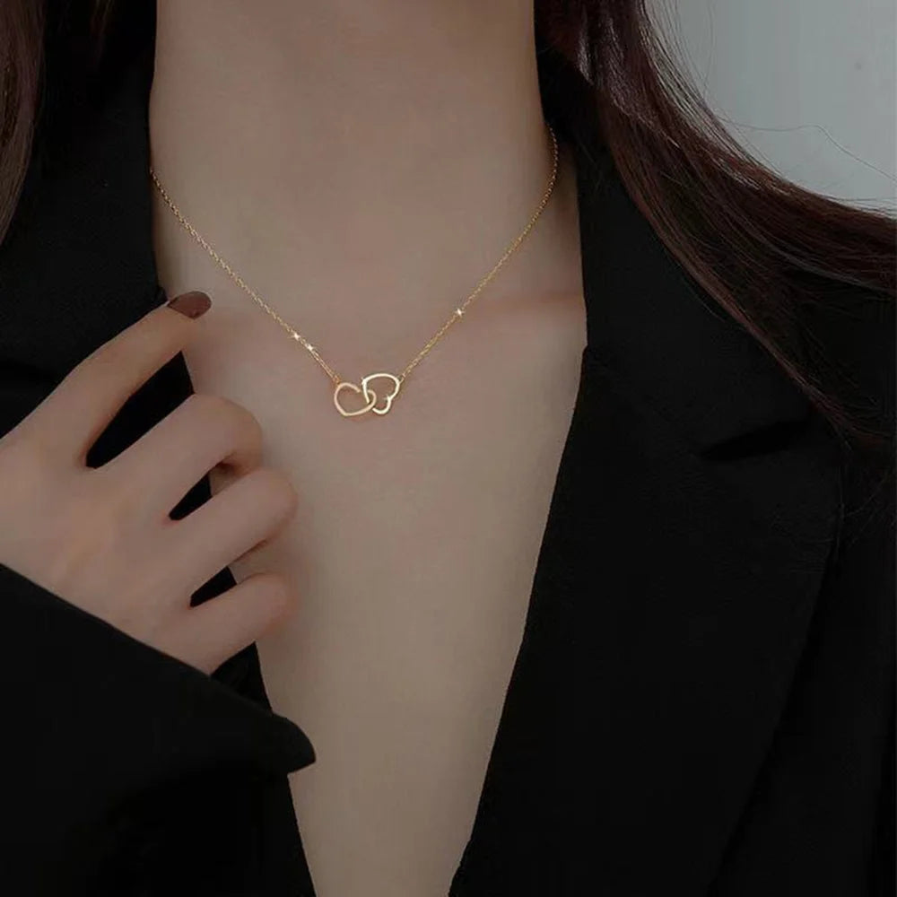 Double Heart Creative Connected Heart Clavicle Chain