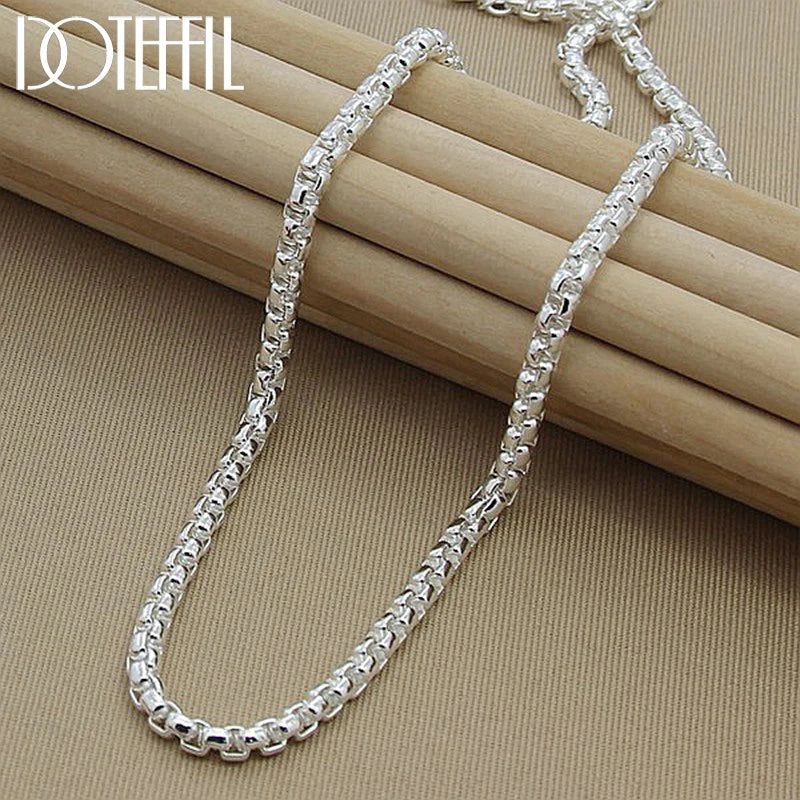 DOTEFFIL 925 Sterling Silver 5mm Round Box Chain 18/20/24 Inch Necklace
