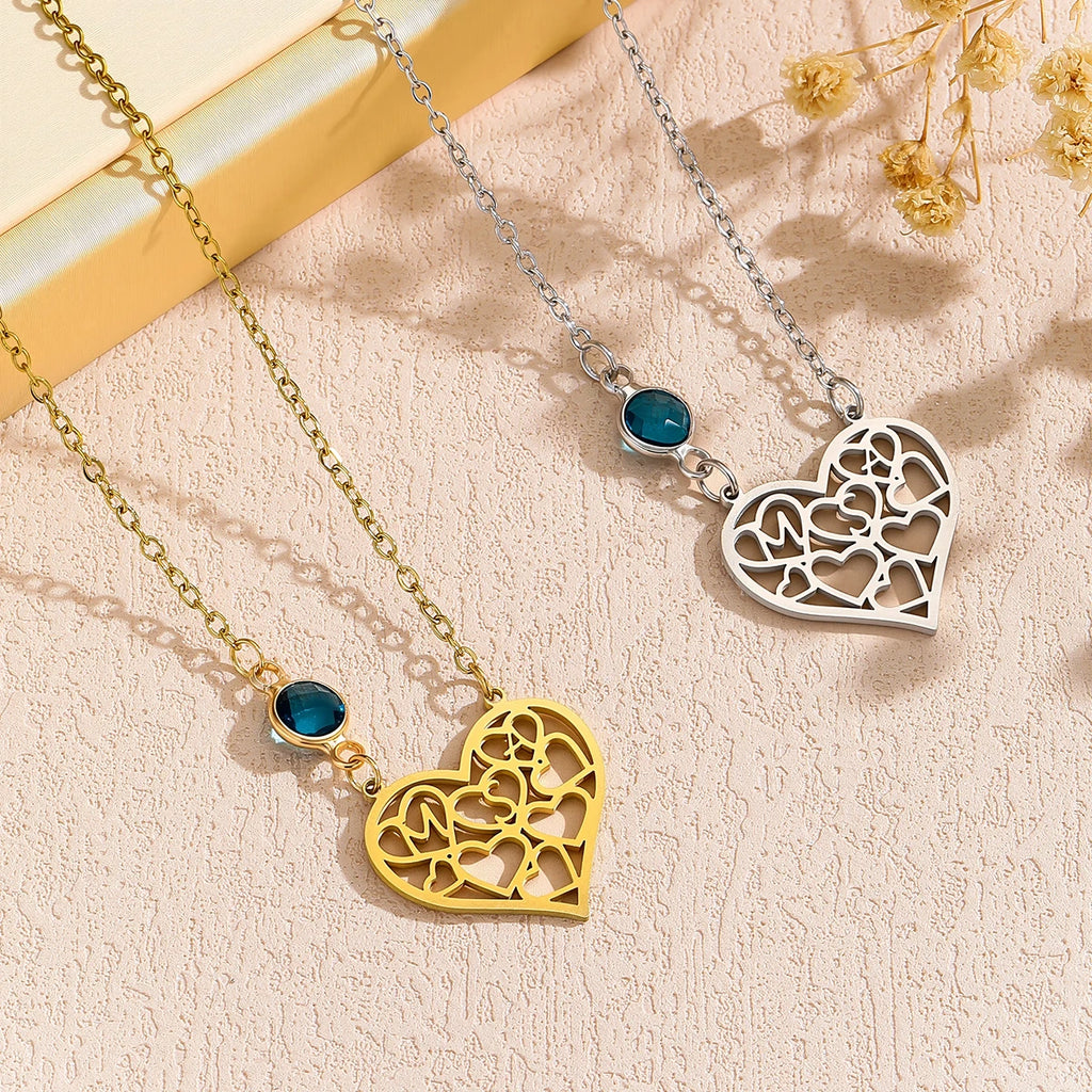 Custom Heart Necklace Monogram Initials