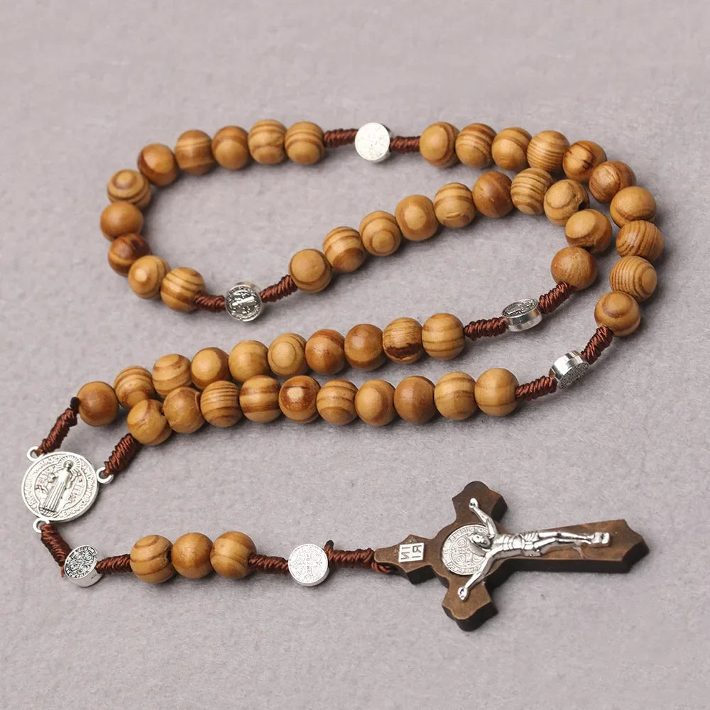 Catholic Wood Beaded Rosary