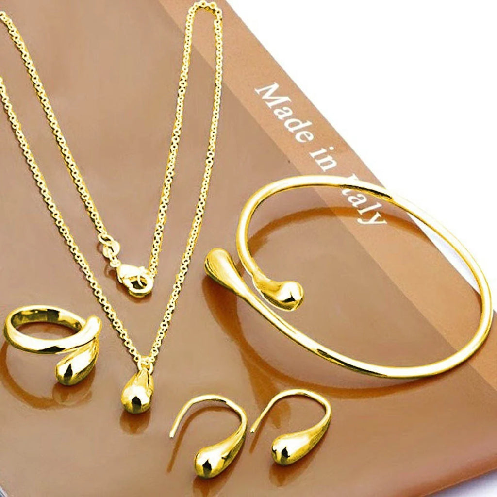 Fashion Teardrop Jewelry Set for Women Ring Necklace Bracelet Earrings