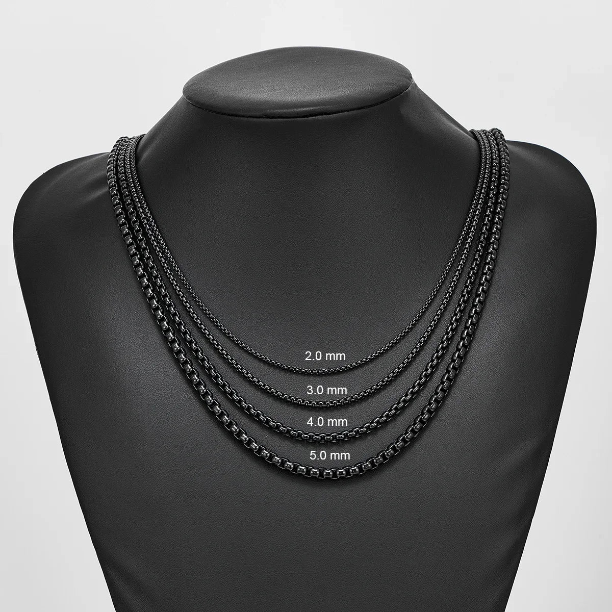 Classic Black Box Link Chain Necklace