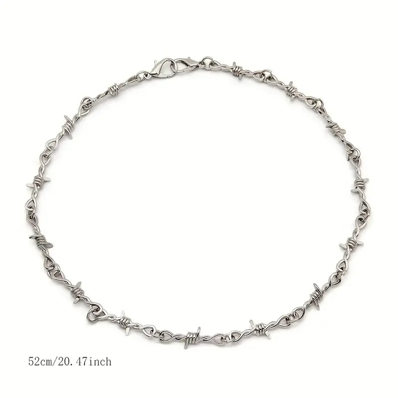 Unisex Hip-Hop Gothic Punk Style Barbed Wire Necklace