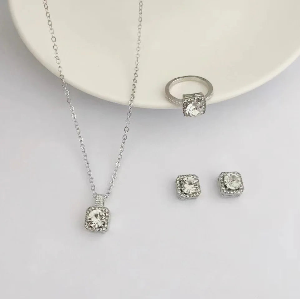 Luxury Jewelry Set, Women's Elegant Necklace, Earrings & Ring Set, Perfect Gift