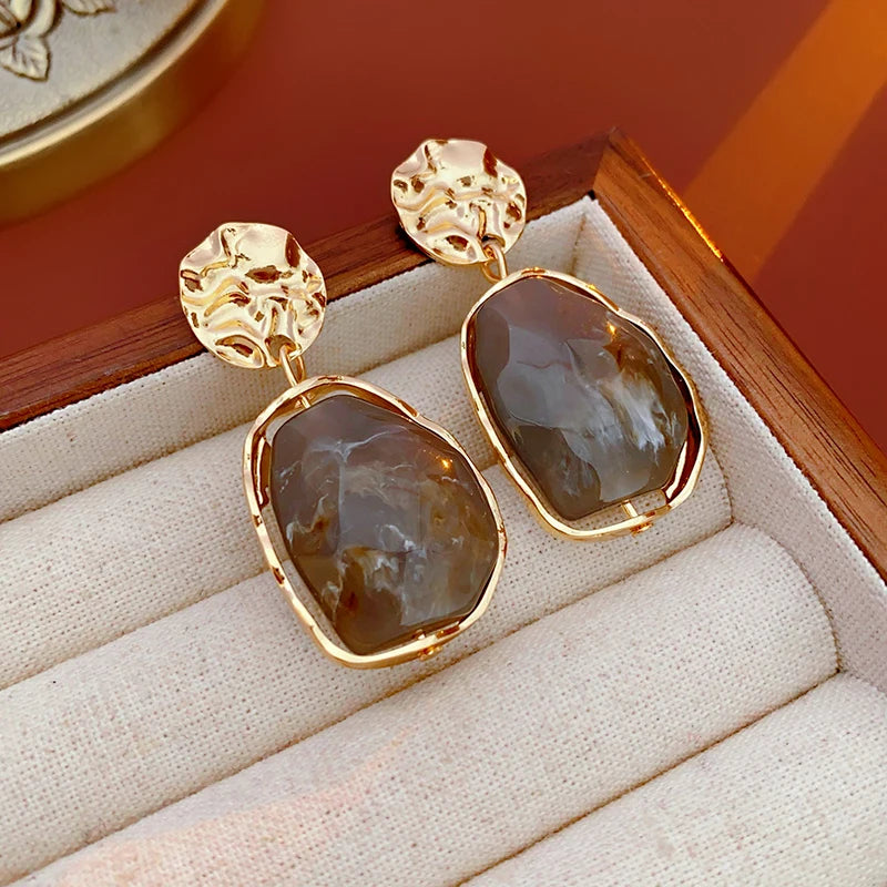 Zircon Square Stone Fashion Earrings Vintage