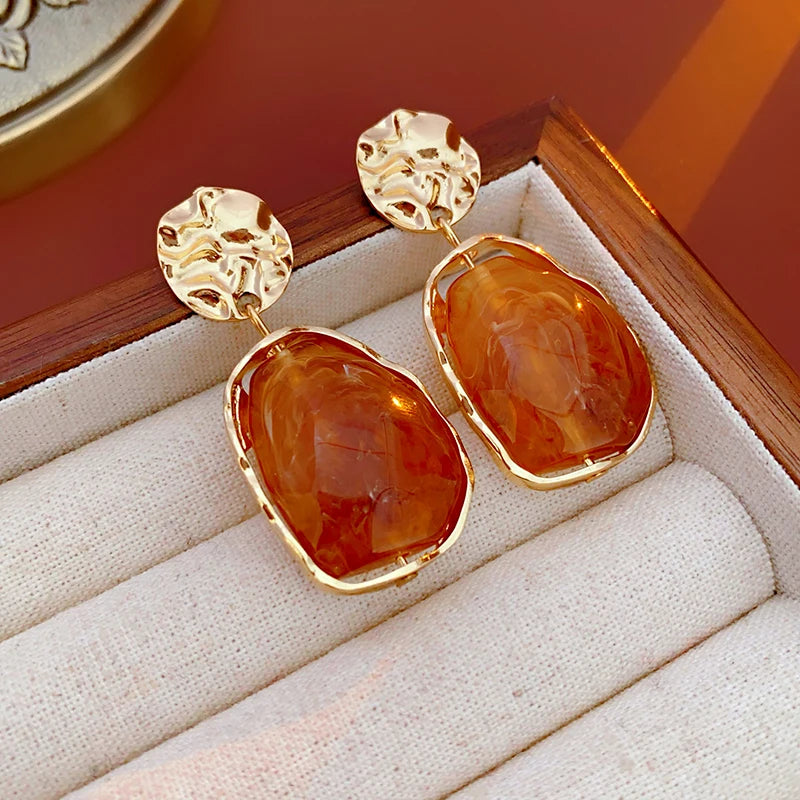 Zircon Square Stone Fashion Earrings Vintage
